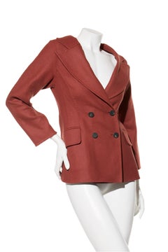 Christian Dior FW16 Rust Wool & Rabbit Hair Double-Breasted Jacket FR 36