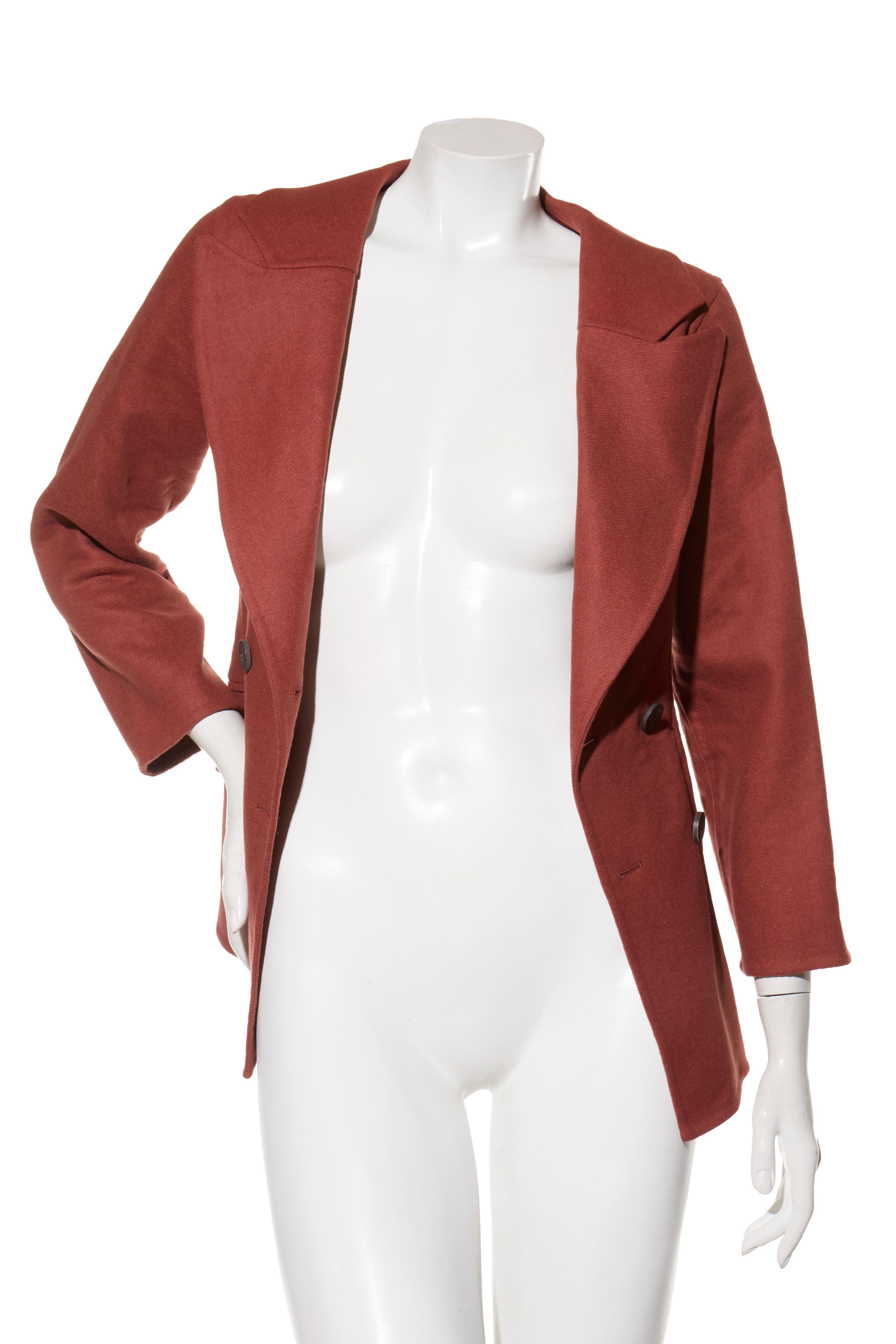 Christian Dior FW16 Giacca doppiopetto in lana e pelo di coniglio color ruggine FR 36 In condizioni buone in vendita a Woodland Hills, CA