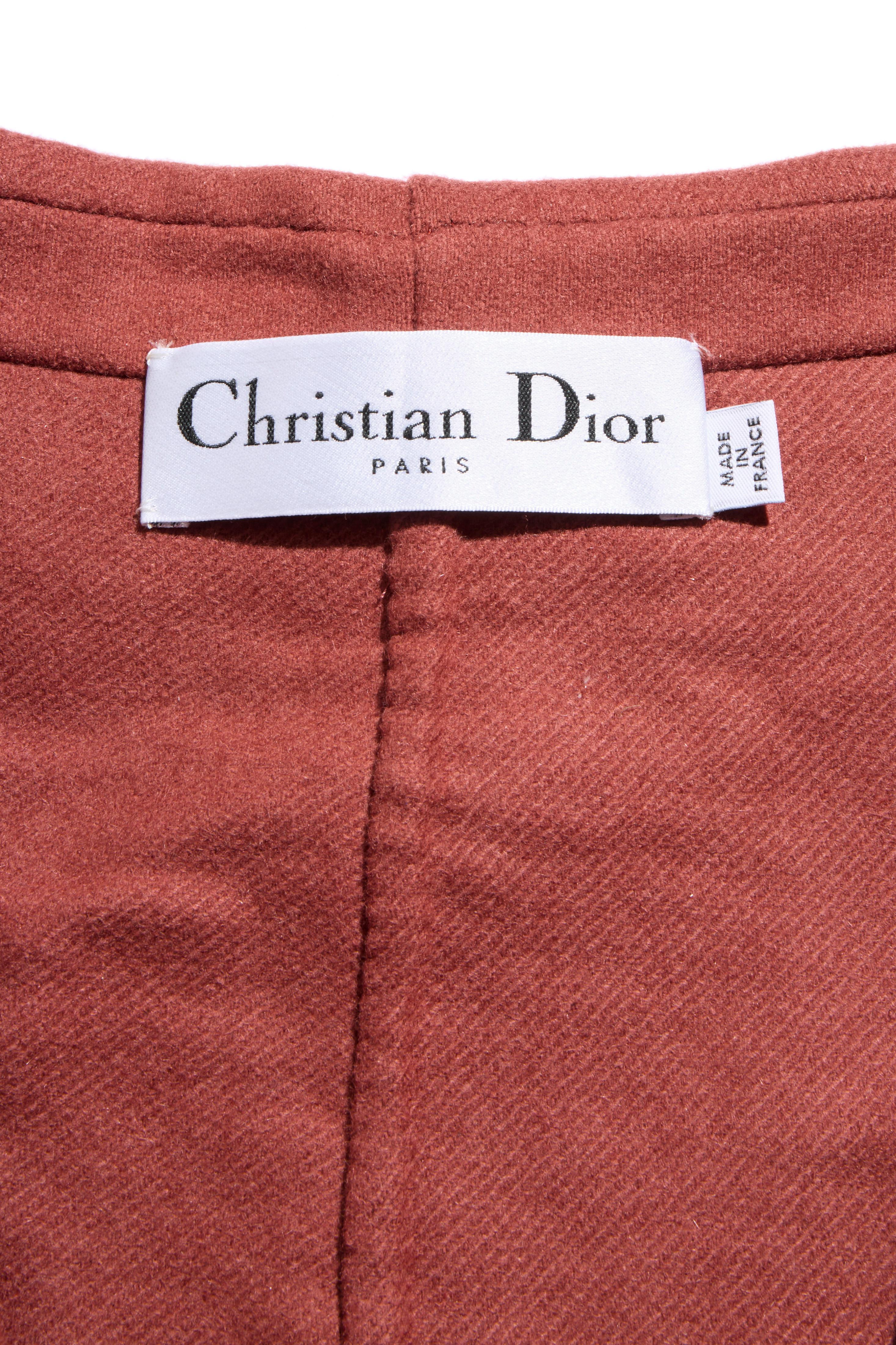 Christian Dior FW16 Giacca doppiopetto in lana e pelo di coniglio color ruggine FR 36 in vendita 2