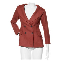 Christian Dior FW16 Rust Wool & Rabbit Hair Double-Breasted Jacket FR 36