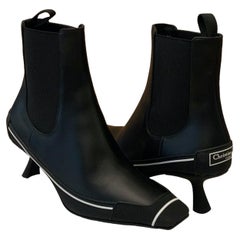 Christian Dior FW22 New D-Motion Schwarze Ankle Boots mit Absatz