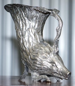 Christian Dior, Gabriella Crespi Silver Plated Rhyton Pitcher Jug & Stirrup Cups