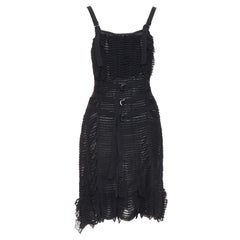 CHRISTIAN DIOR Galliano 2003 Vintage Bondage knit buckle ruffle dress FR38 M