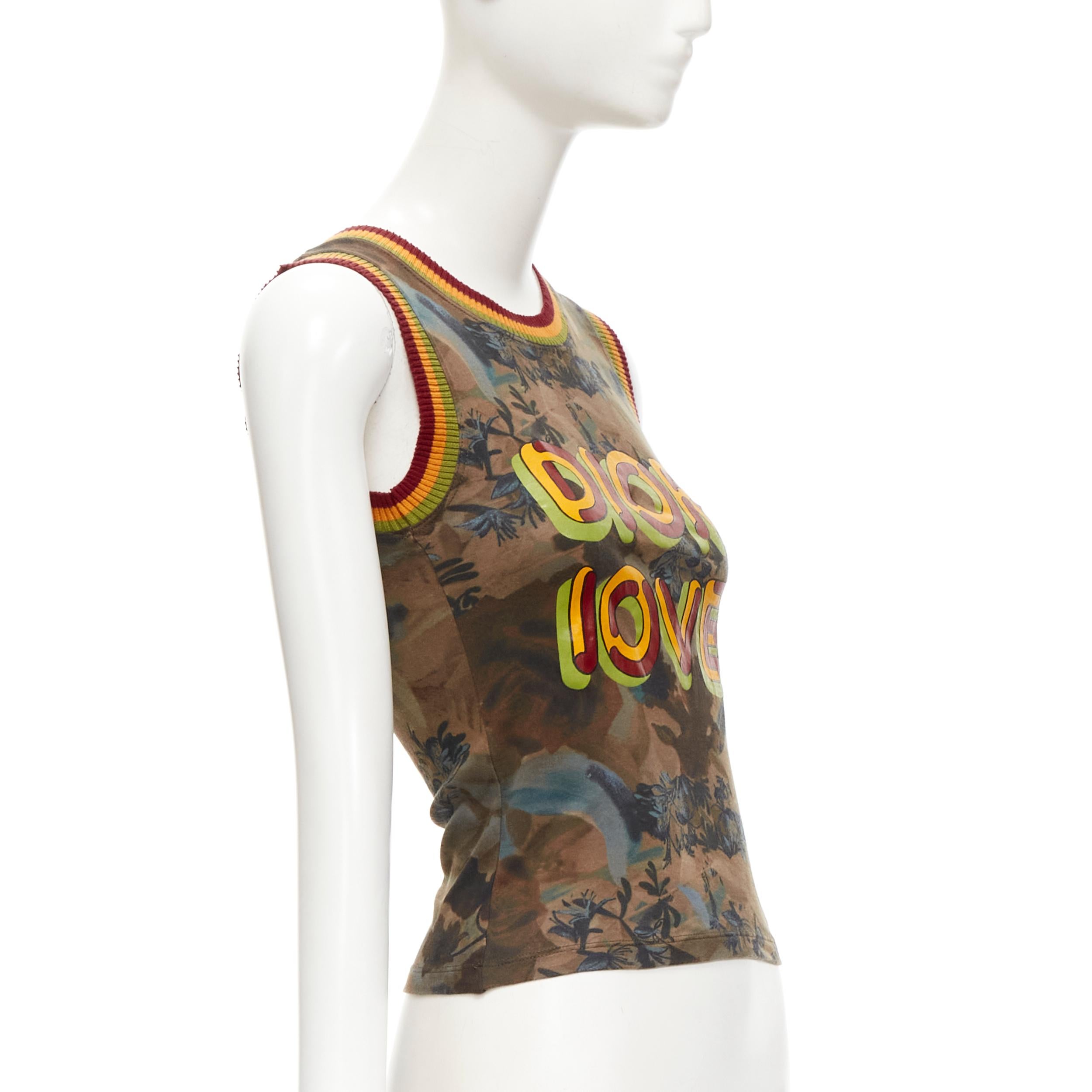 CHRISTIAN DIOR Galliano 2004 Rasta Love web camo vest top FR36 S In Excellent Condition In Hong Kong, NT