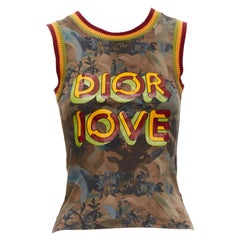 CHRISTIAN DIOR Galliano 2004 Rasta Love web camo vest top FR36 S