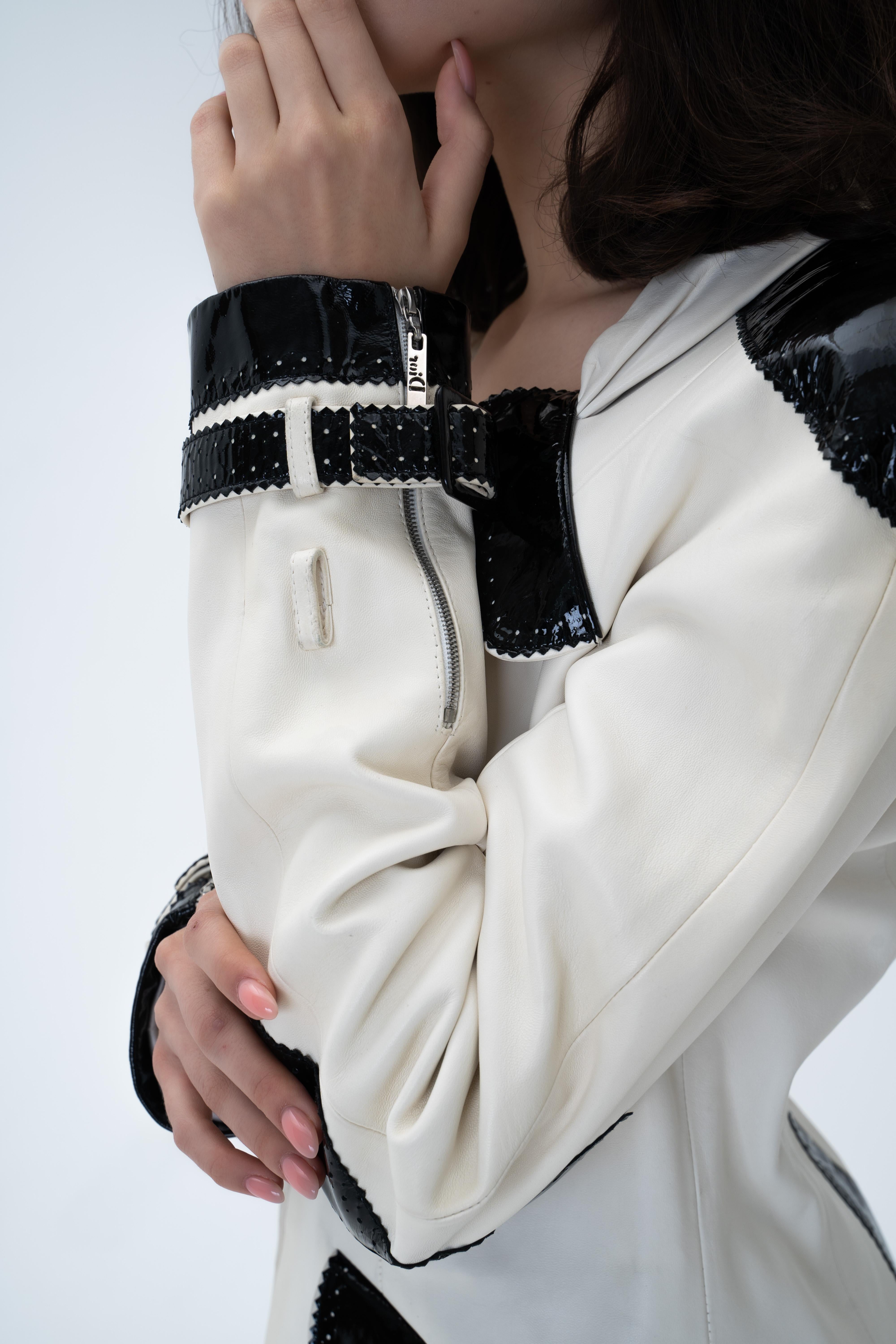 Christian Dior & Galliano 2004 spring RTW runway leather jacket FR 40 USA 8 2000 For Sale 3