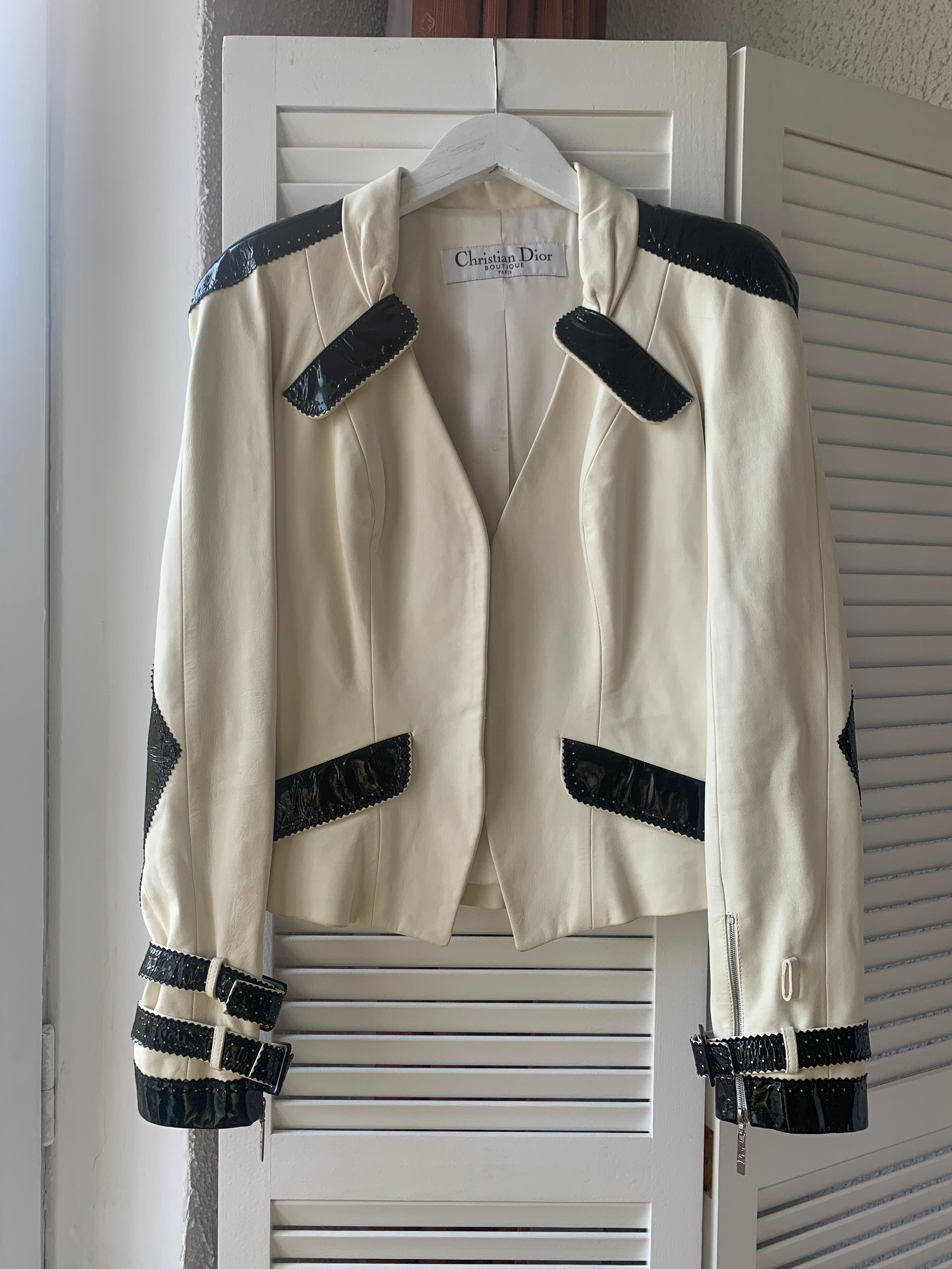 Christian Dior & Galliano 2004 spring RTW runway leather jacket FR 40 USA 8 2000 For Sale 4