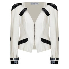 Christian Dior & Galliano 2004 spring RTW runway leather jacket USA 8 2000s