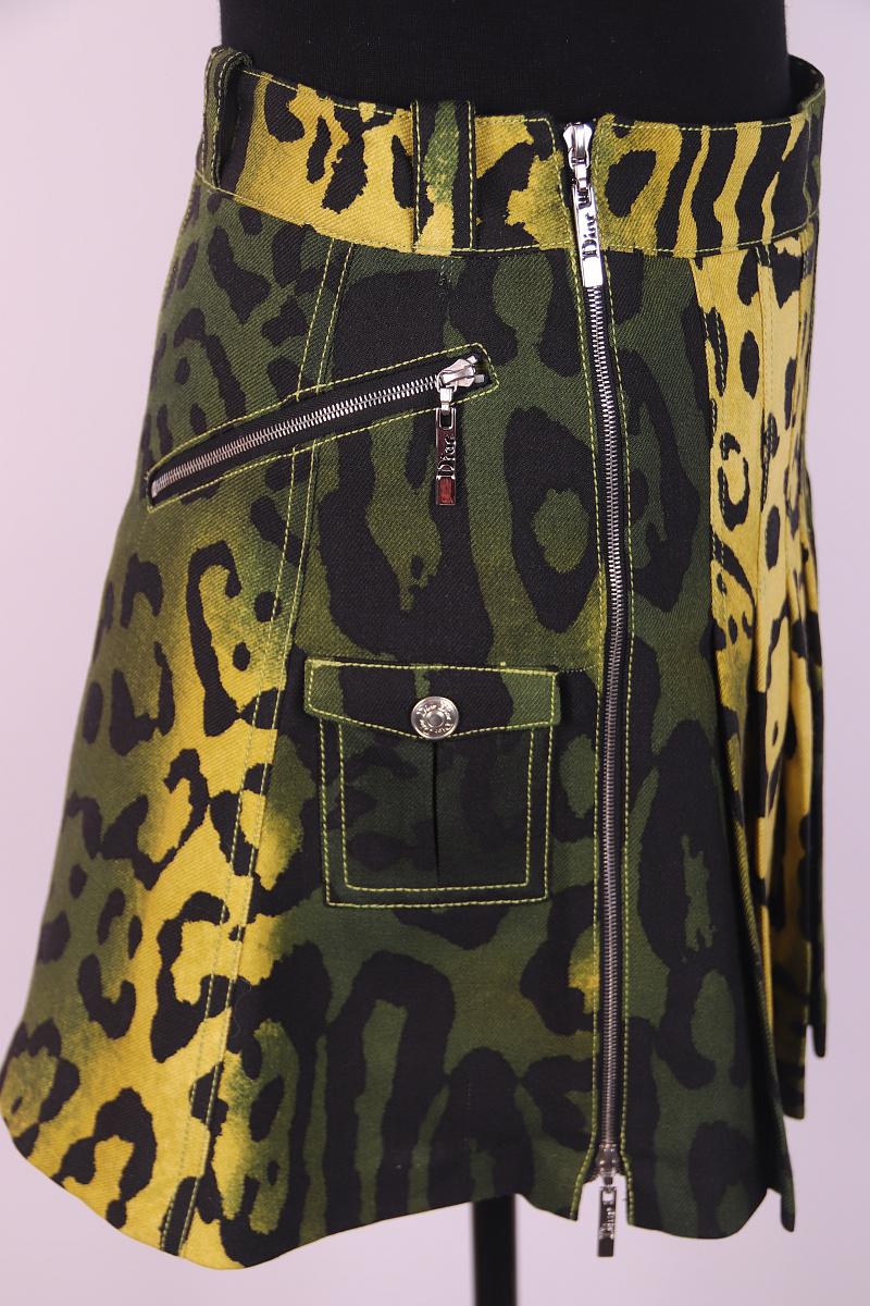Noir Christian Dior Galliano 2004 jupe en laine et soie en vente