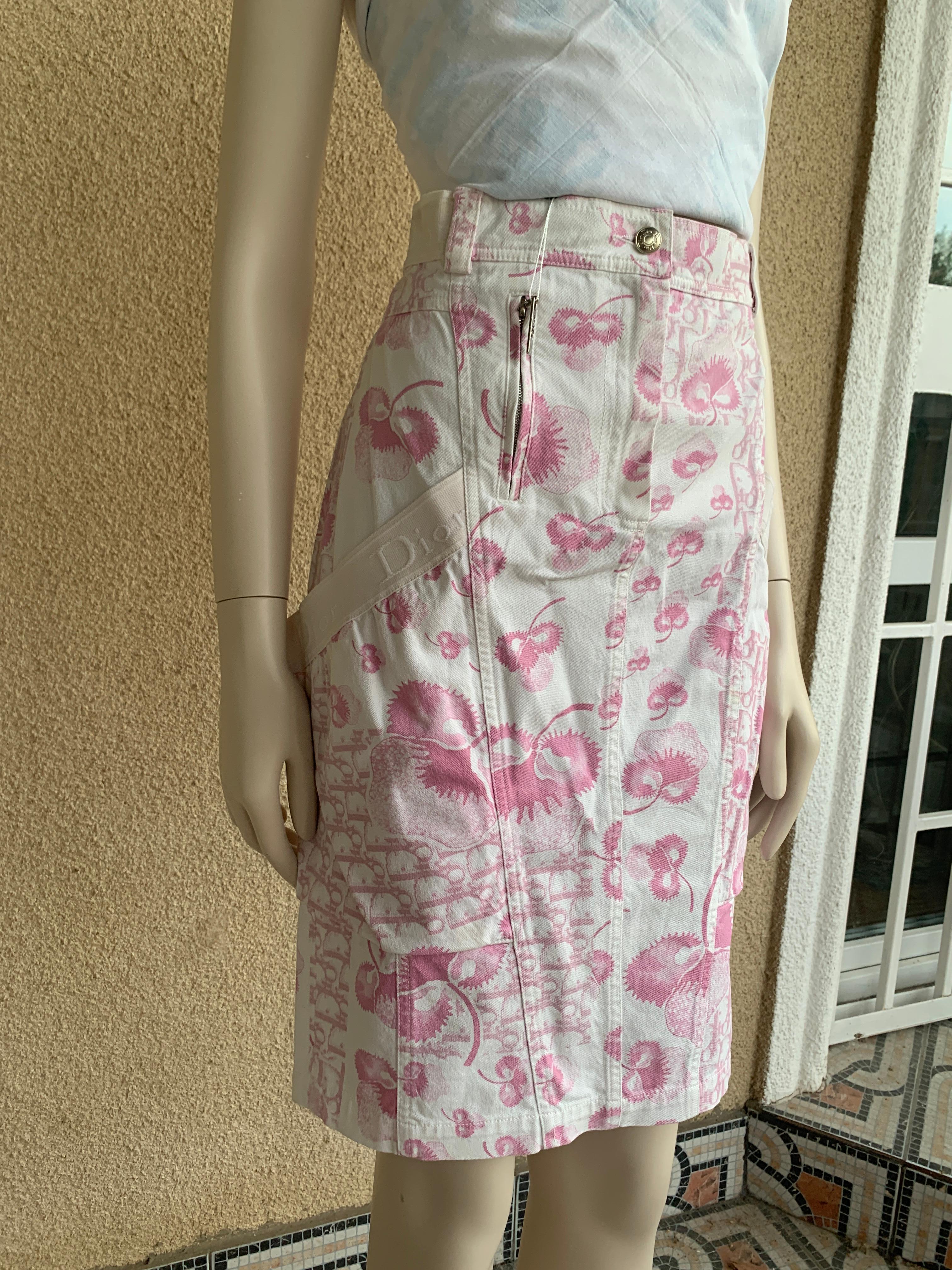 Christian Dior & Galliano 2005 Gonna Barbie rosa fiori di ciliegio diorissimo Y2K in vendita 13