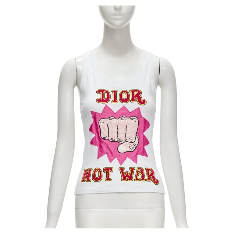 CHRISTIAN DIOR Galliano 2005 Vintage Not War Propaganda print tank 