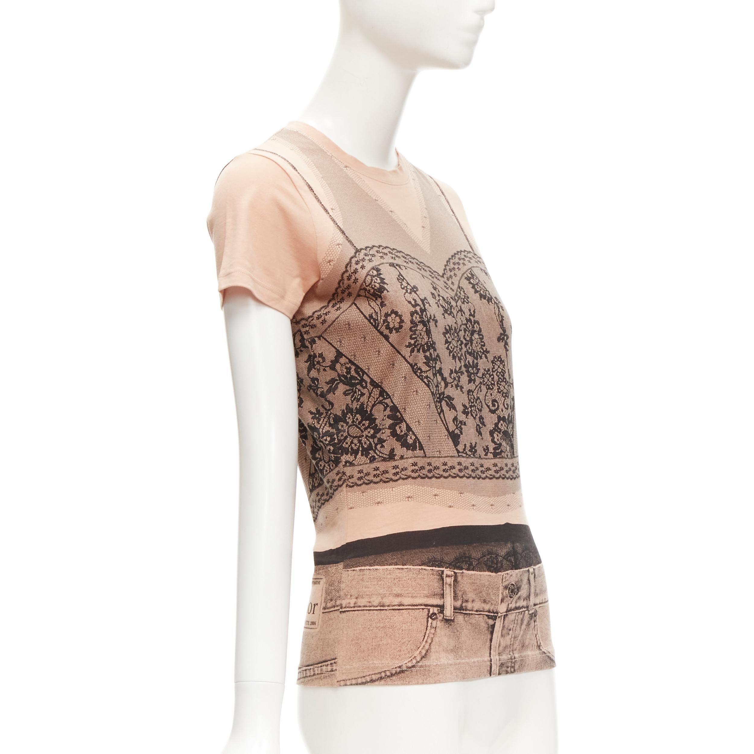 CHRISTIAN DIOR GALLIANO 2006 lingerie denim tromp tshirt FR38 M In Excellent Condition For Sale In Hong Kong, NT