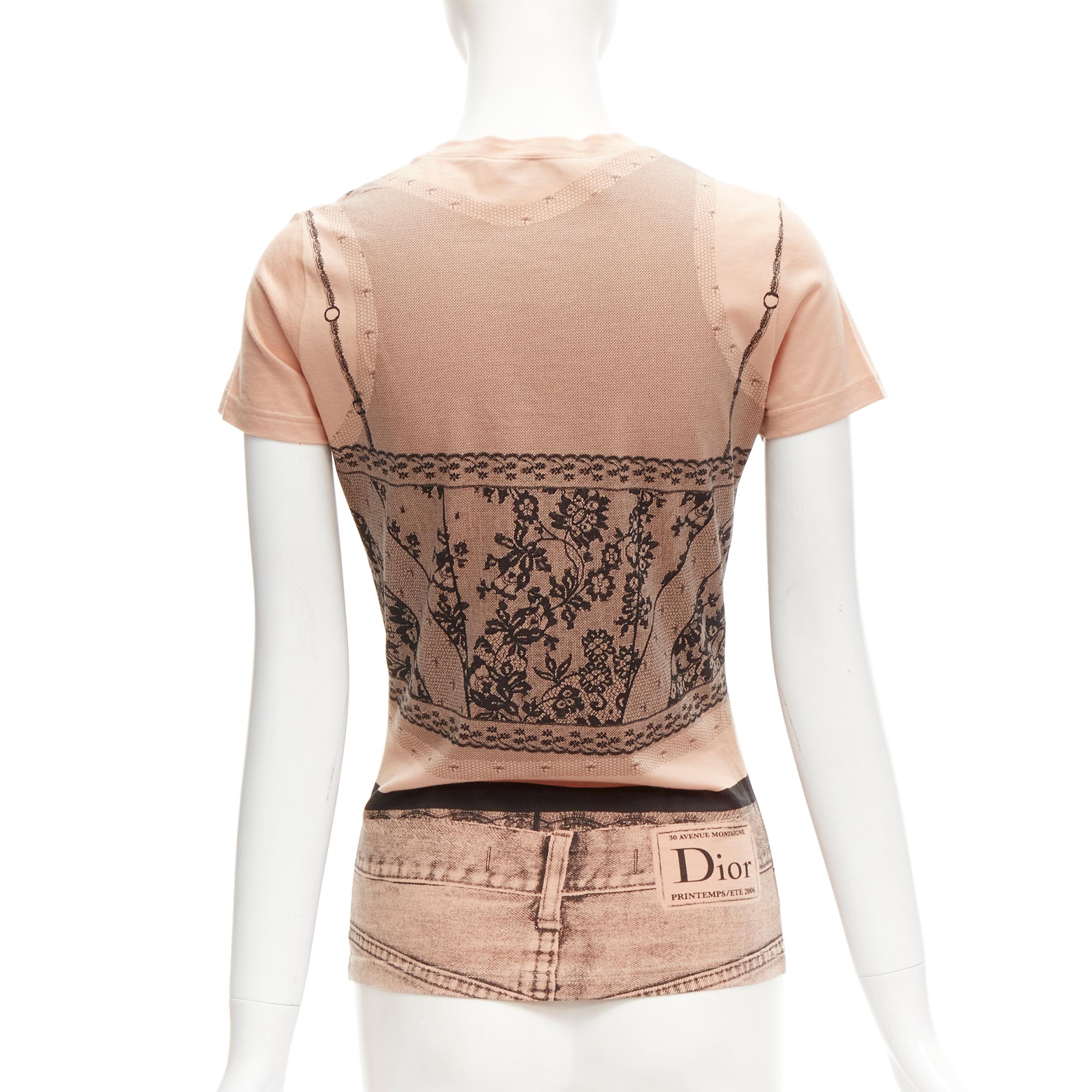 CHRISTIAN DIOR GALLIANO 2006 lingerie denim tromp tshirt FR38 M For Sale 1