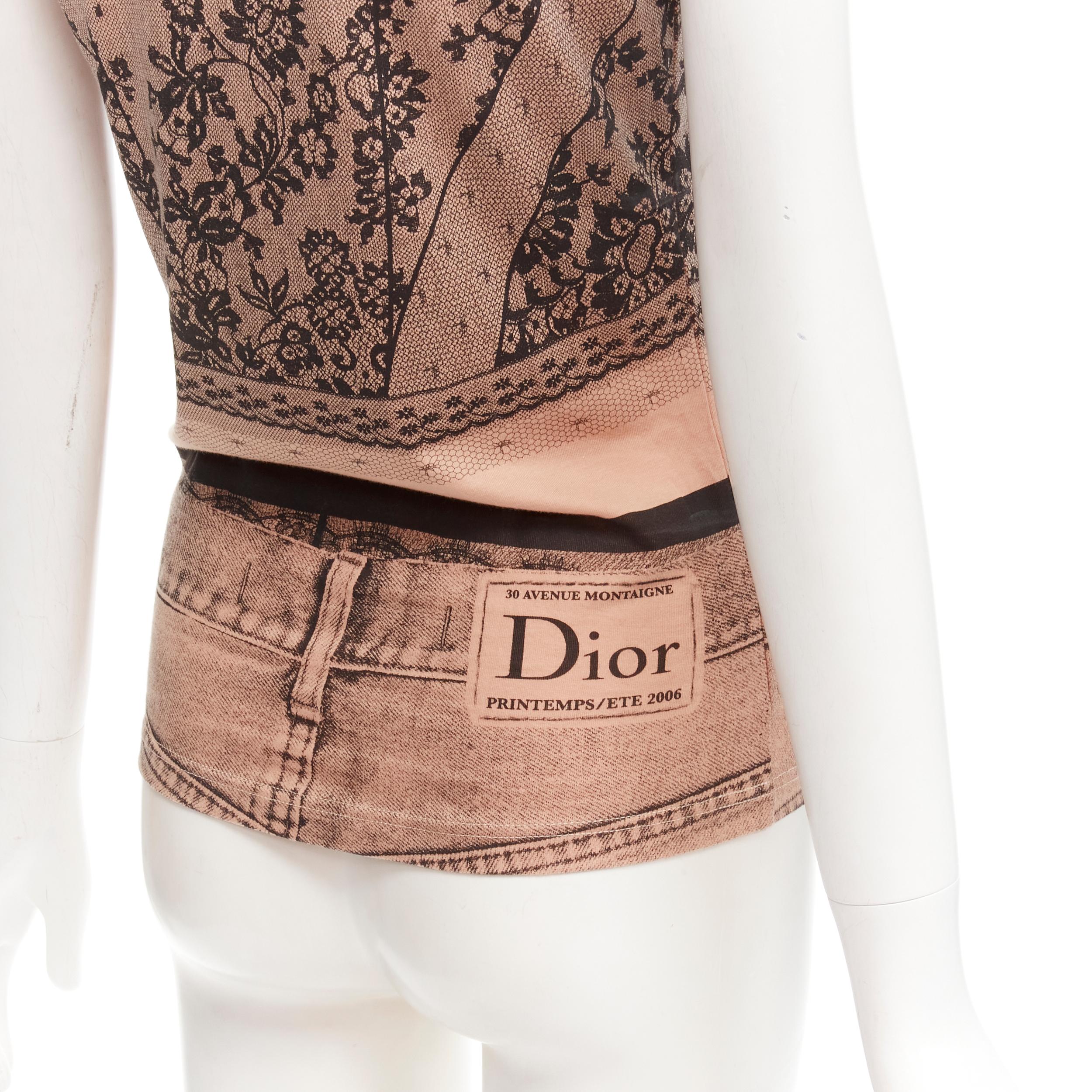 CHRISTIAN DIOR GALLIANO 2006 lingerie denim tromp tshirt FR38 M 3