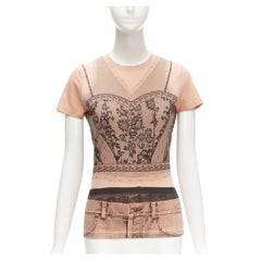 CHRISTIAN DIOR GALLIANO - T-shirt fourreau en jean avec lingerie, taille FR 38, 2006