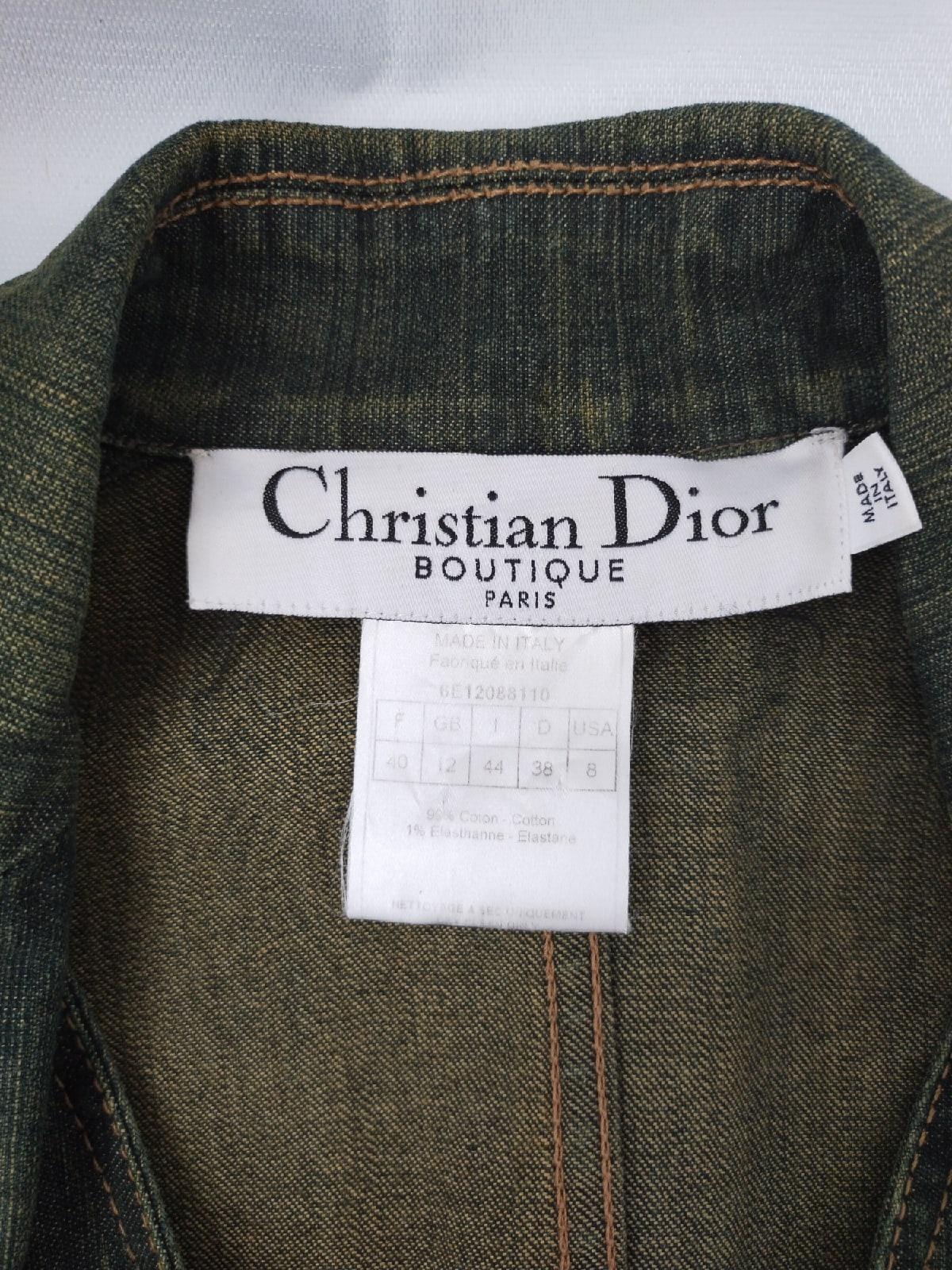 Christian Dior & Galliano 2006 SS runway  Leather Trim Denim Vintage Coat Y2K For Sale 4