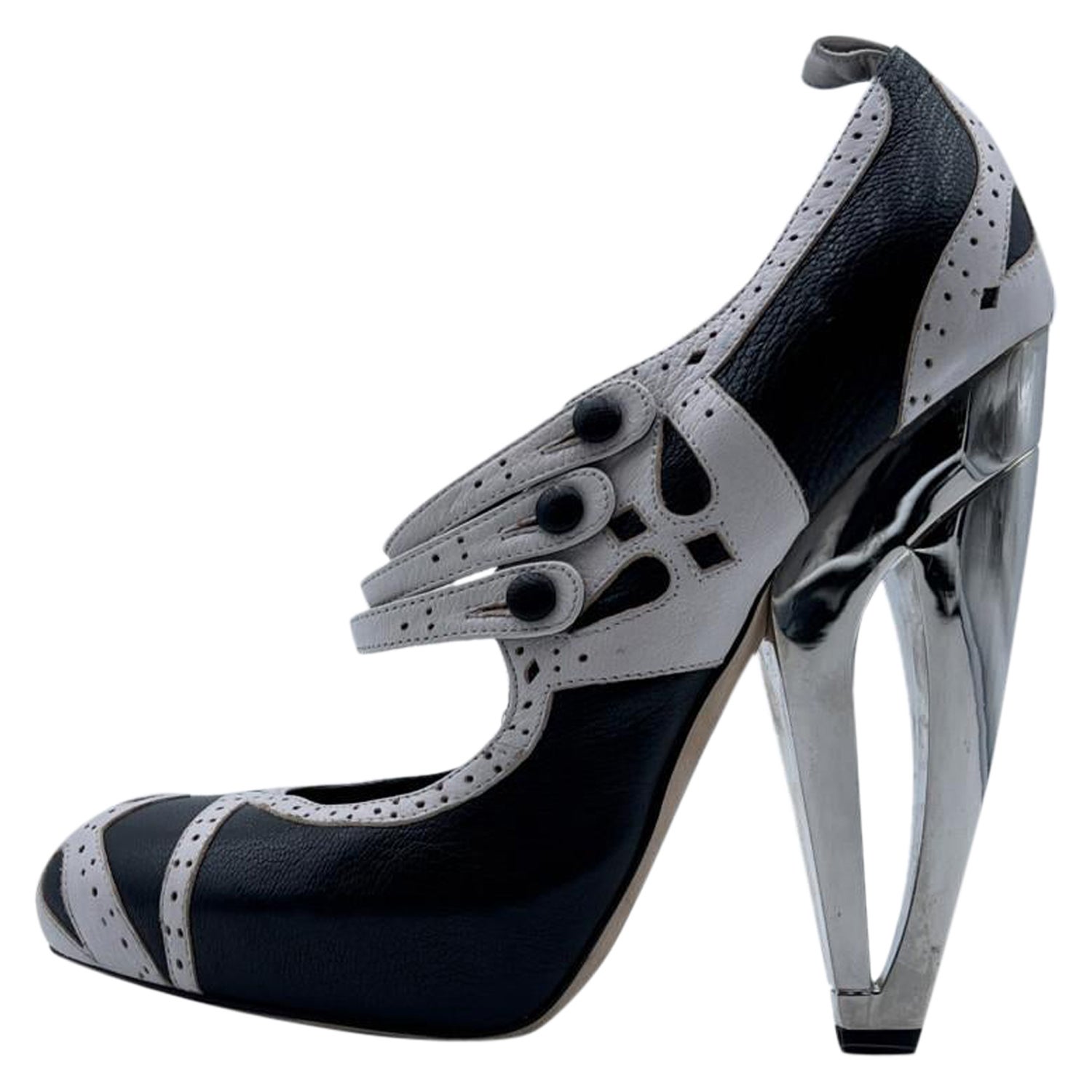 Chaussures à talons noires et blanches à talons Christian Dior Galliano, taille 38