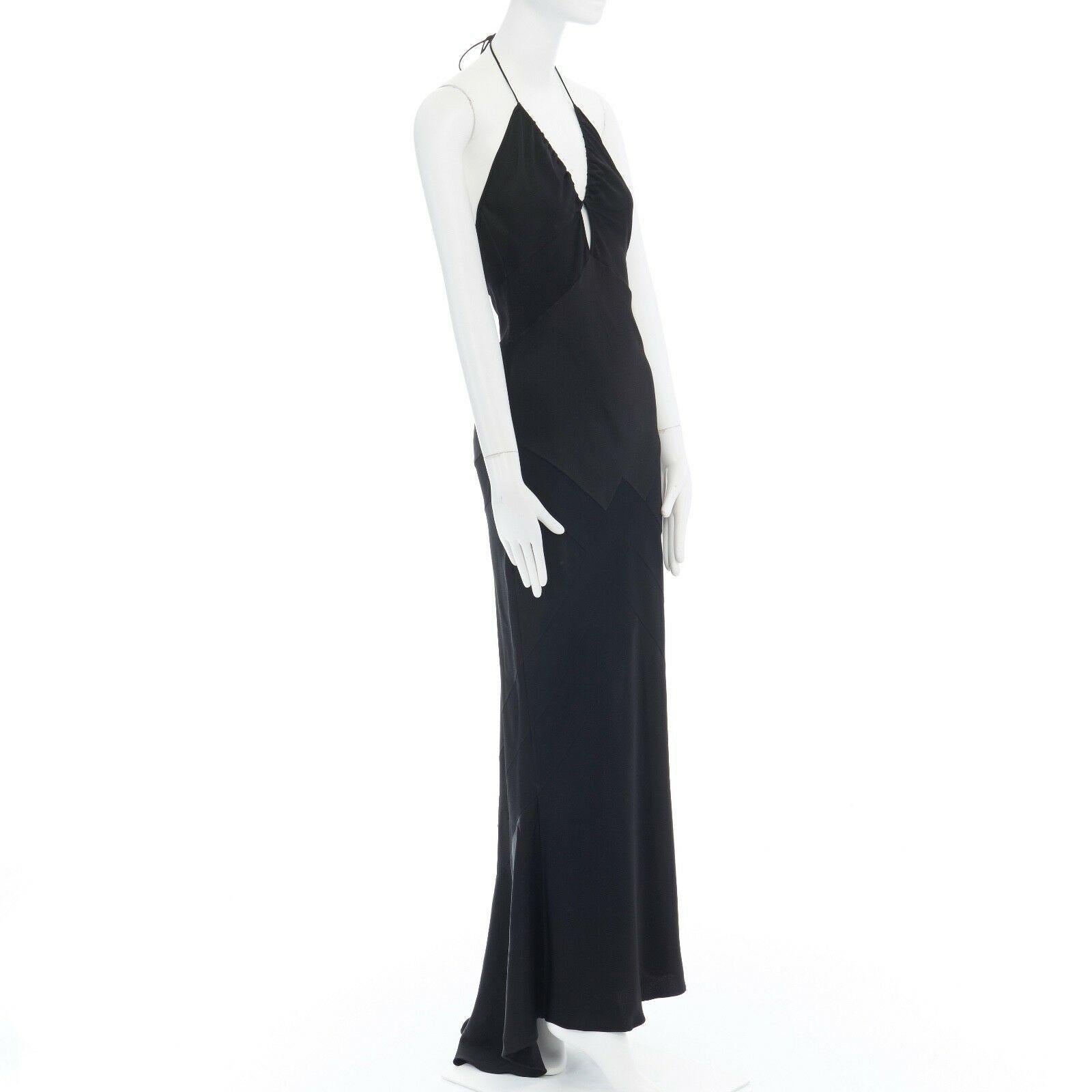 Black CHRISTIAN DIOR GALLIANO black halter keyhole backless dress gown FR40 US8 UK12 L
