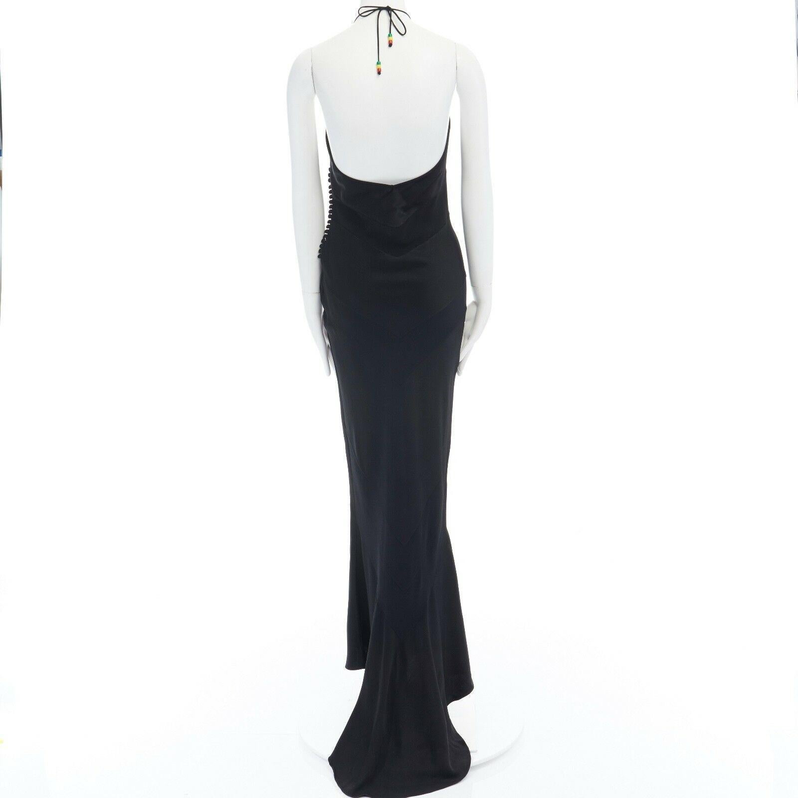 Women's CHRISTIAN DIOR GALLIANO black halter keyhole backless dress gown FR40 US8 UK12 L