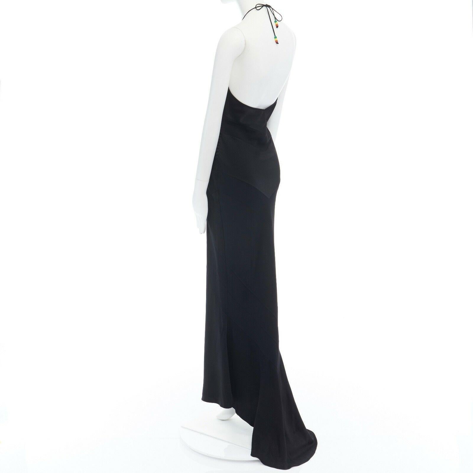 CHRISTIAN DIOR GALLIANO black halter keyhole backless dress gown FR40 US8 UK12 L 1