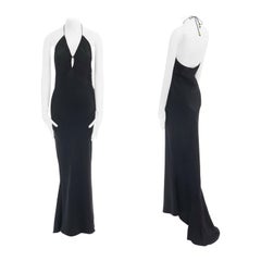 CHRISTIAN DIOR GALLIANO black halter keyhole backless dress gown FR40 US8 UK12 L