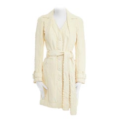 CHRISTIAN DIOR GALLIANO cream crinkled leatther jagged seam trench coat FR38 M