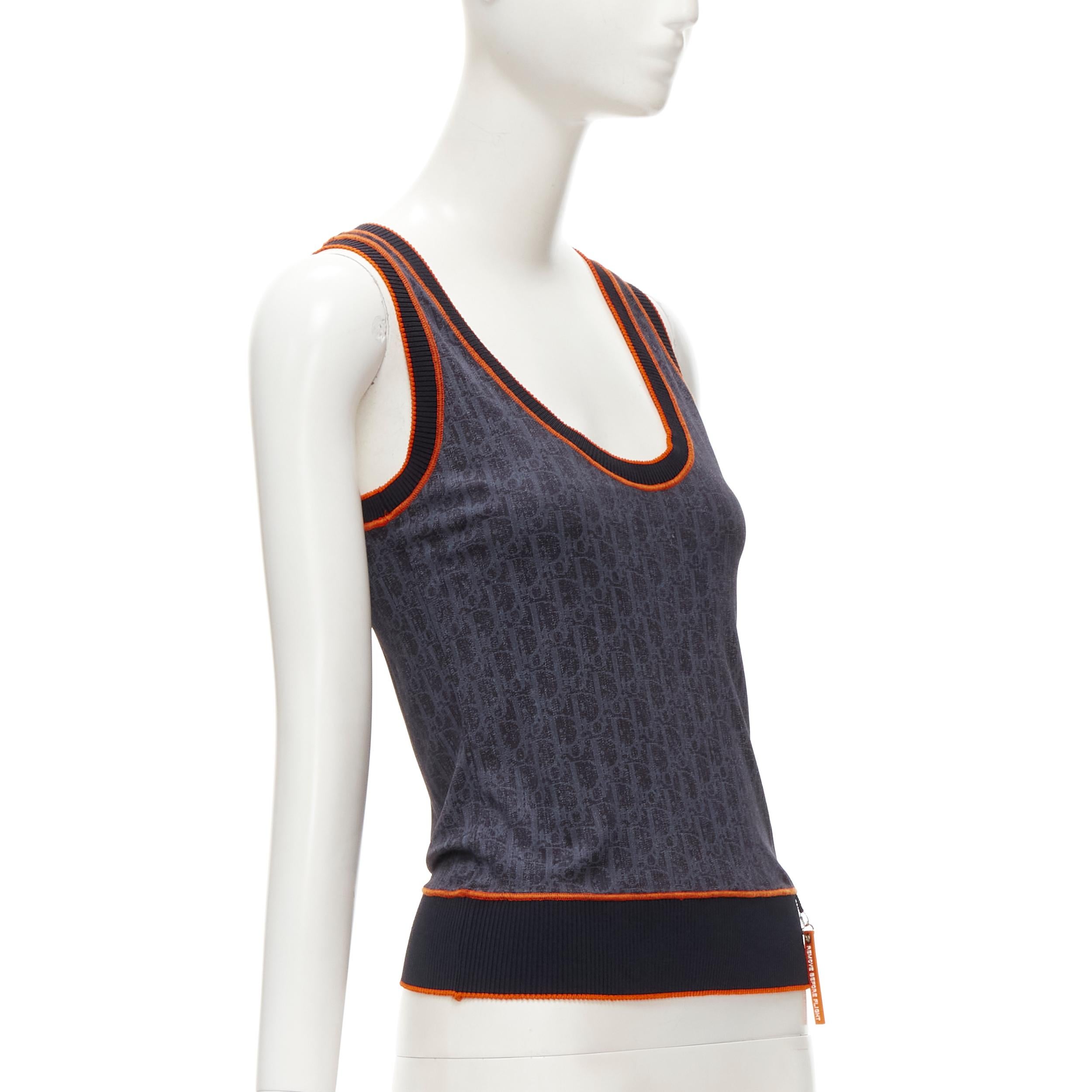 CHRISTIAN DIOR Galliano Diorissimo Flight blue trotter orange tank top FR38 M In Excellent Condition In Hong Kong, NT