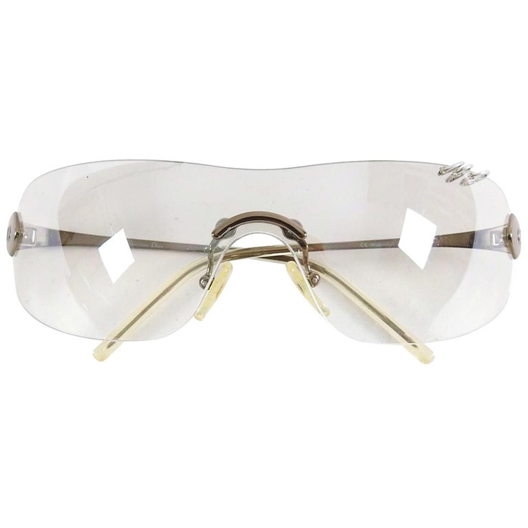 Christian Dior Galliano Early 2000's Clear Silver Piercing Shield  Sunglasses at 1stDibs | clear dior sunglasses, christian dior clear  sunglasses, dior piercing sunglasses