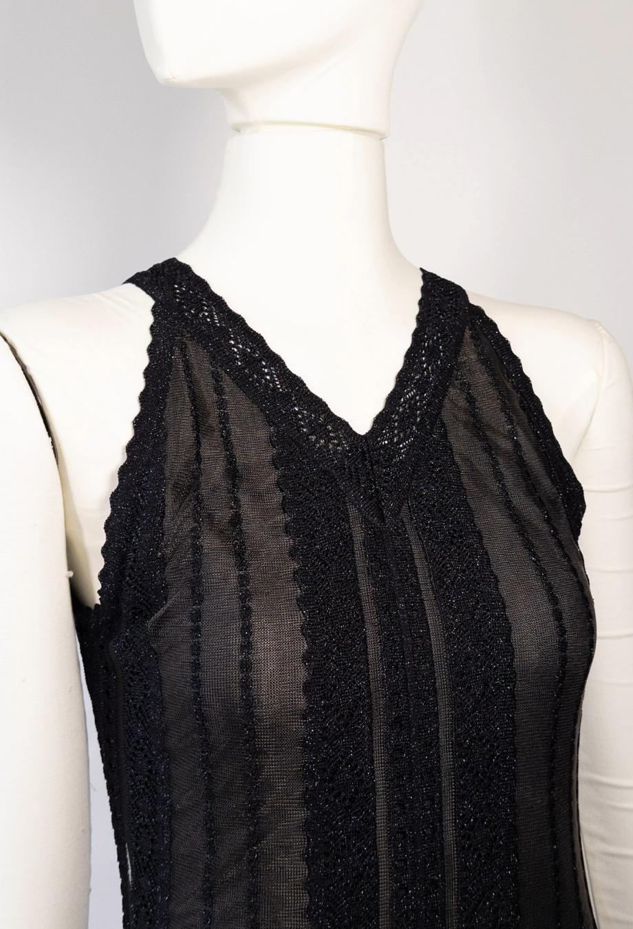 Christian Dior Galliano Era 2002 Midi Lurex Mesh Insert Dress Sz FR 36 In Good Condition For Sale In Melbourne, VIC