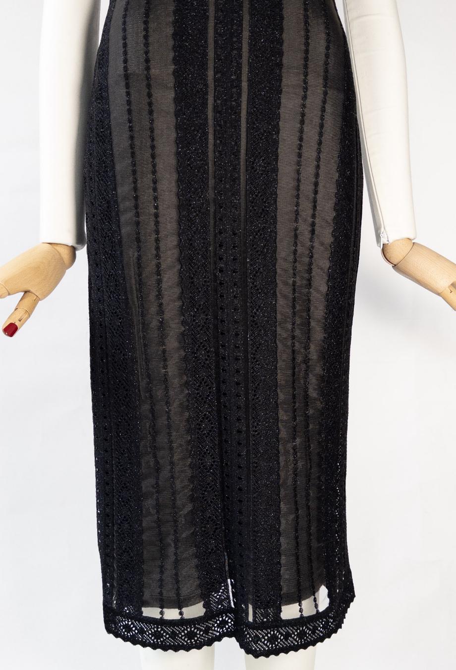 Women's or Men's Christian Dior Galliano Era 2002 Midi Lurex Mesh Insert Dress Sz FR 36 For Sale