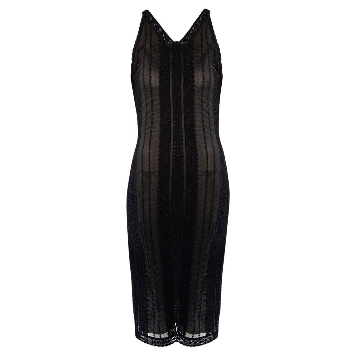 Christian Dior Galliano Era 2002 Midi Lurex Mesh Insert Dress Sz FR 36 For Sale