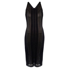Christian Dior Galliano Era 2002 Midi Lurex Mesh Insert Dress Sz FR 36