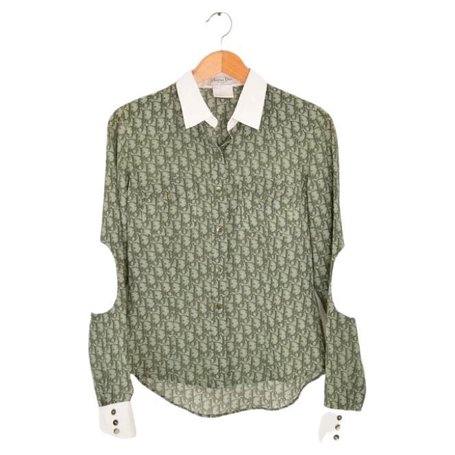 Christian Dior Galliano Era Green Trotter Print Shirt For Sale