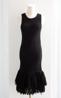 Christian Dior Galliano F/W 2007 Black Knit Sleeveless Fringe Dress