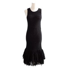Christian Dior Galliano F/W 2007 Black Knit Sleeveless Fringe Dress