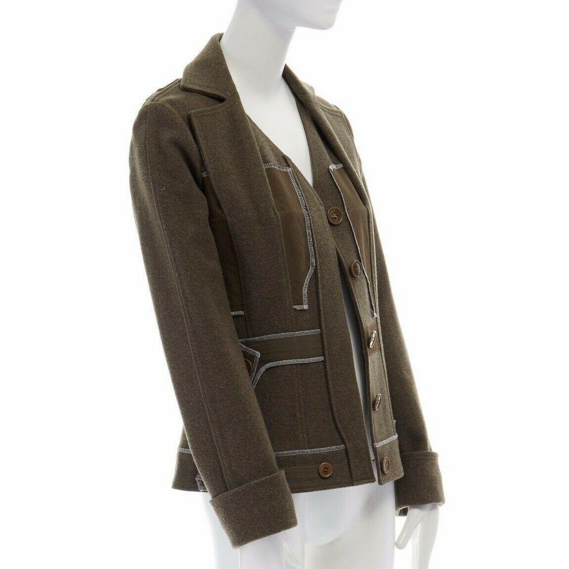 CHRISTIAN DIOR Galliano green reverse constructed exposed seams jacket FR36 S In Excellent Condition In Hong Kong, NT