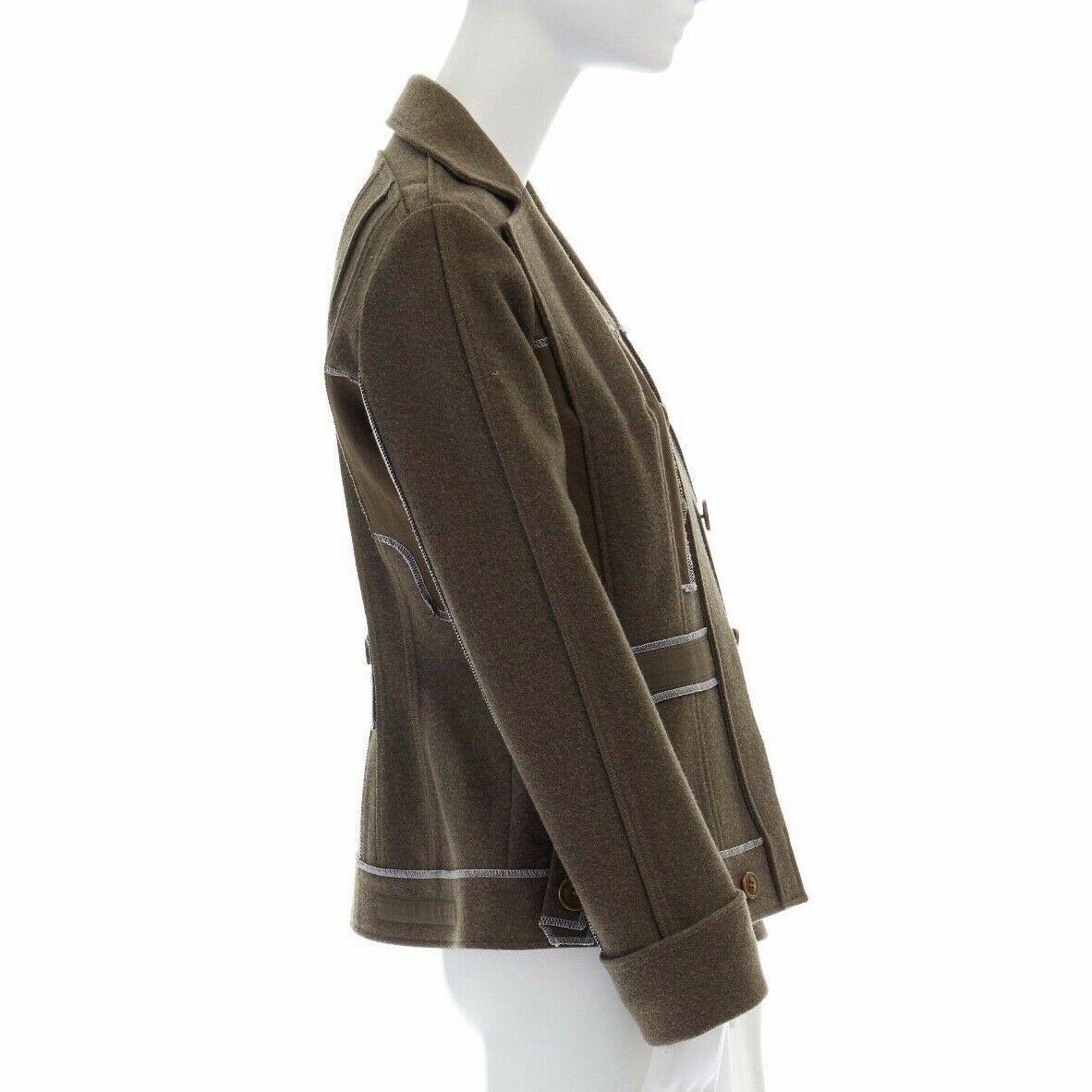 Women's CHRISTIAN DIOR Galliano green reverse constructed exposed seams jacket FR36 S