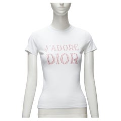 CHRISTIAN DIOR Galliano Jadore - T-shirt à monogrammes blanc et rose FR40 L