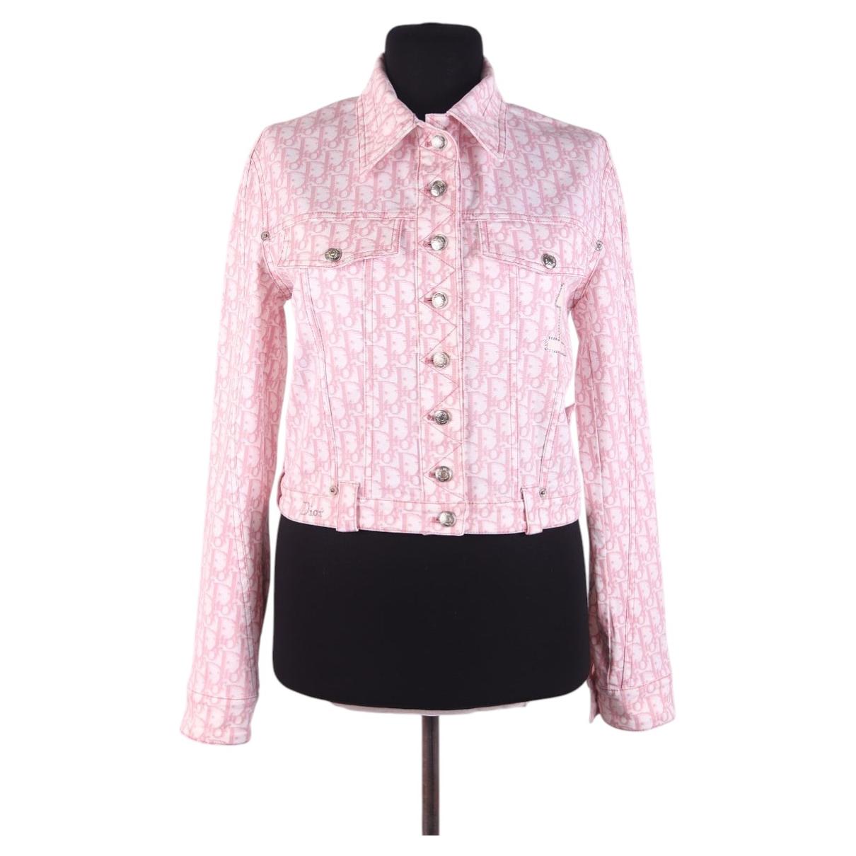 Christian Dior Galliano Monogram Denim Blazer Jacket size F 38 Rare 2004 SS