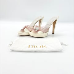 Christian Dior Galliano Pink Logo Flower Patent Leather Mules Sandals 37.5