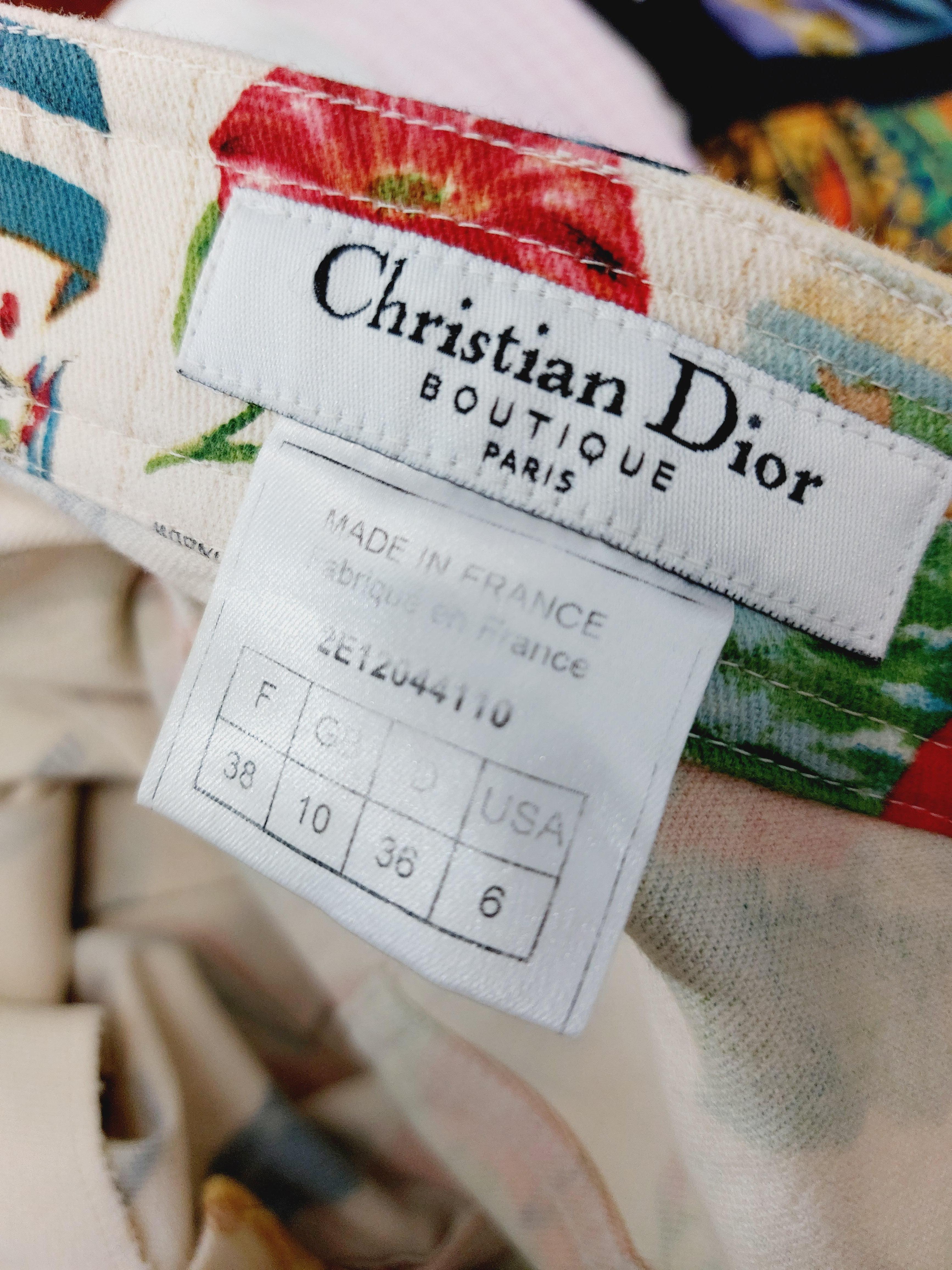 Christian Dior Galliano Stamp Flag Countries Butterfly 2002 Runway Capri Pants en vente 12