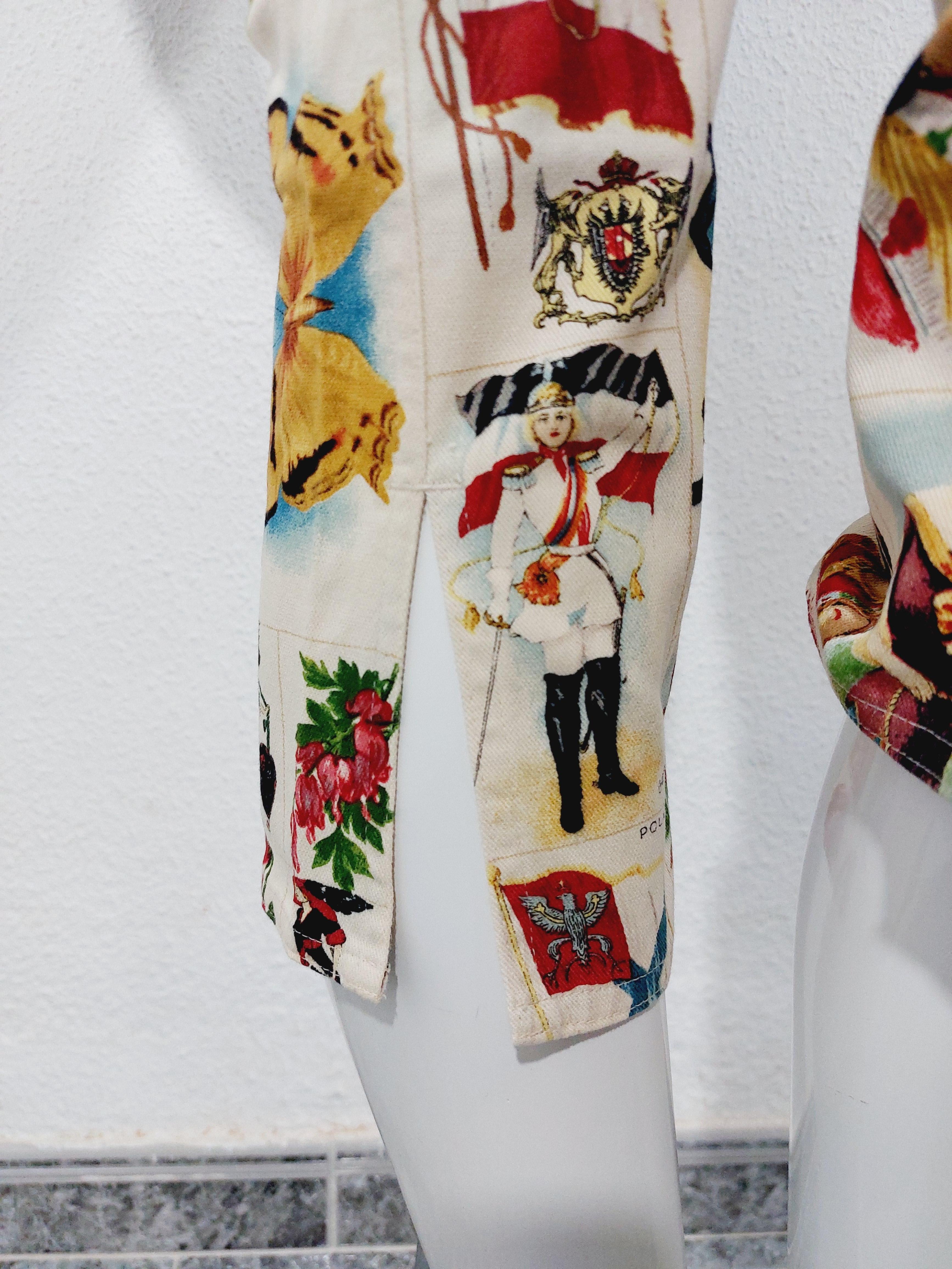 Christian Dior Galliano Stamp Flag Countries Butterfly 2002 Runway Capri Pants en vente 4