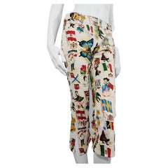 Christian Dior Galliano Stamp Flag Countries Butterfly 2002 Runway Capri Pants