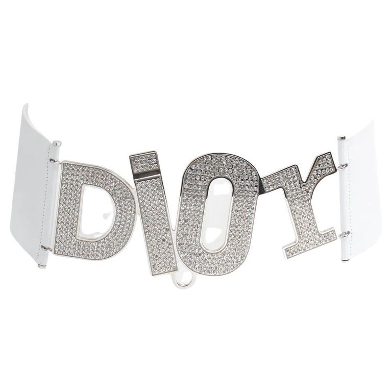 Christian Dior White and Silver waist sash Christian Dior Wide Silk Waist Belt - White Belts  main image 4