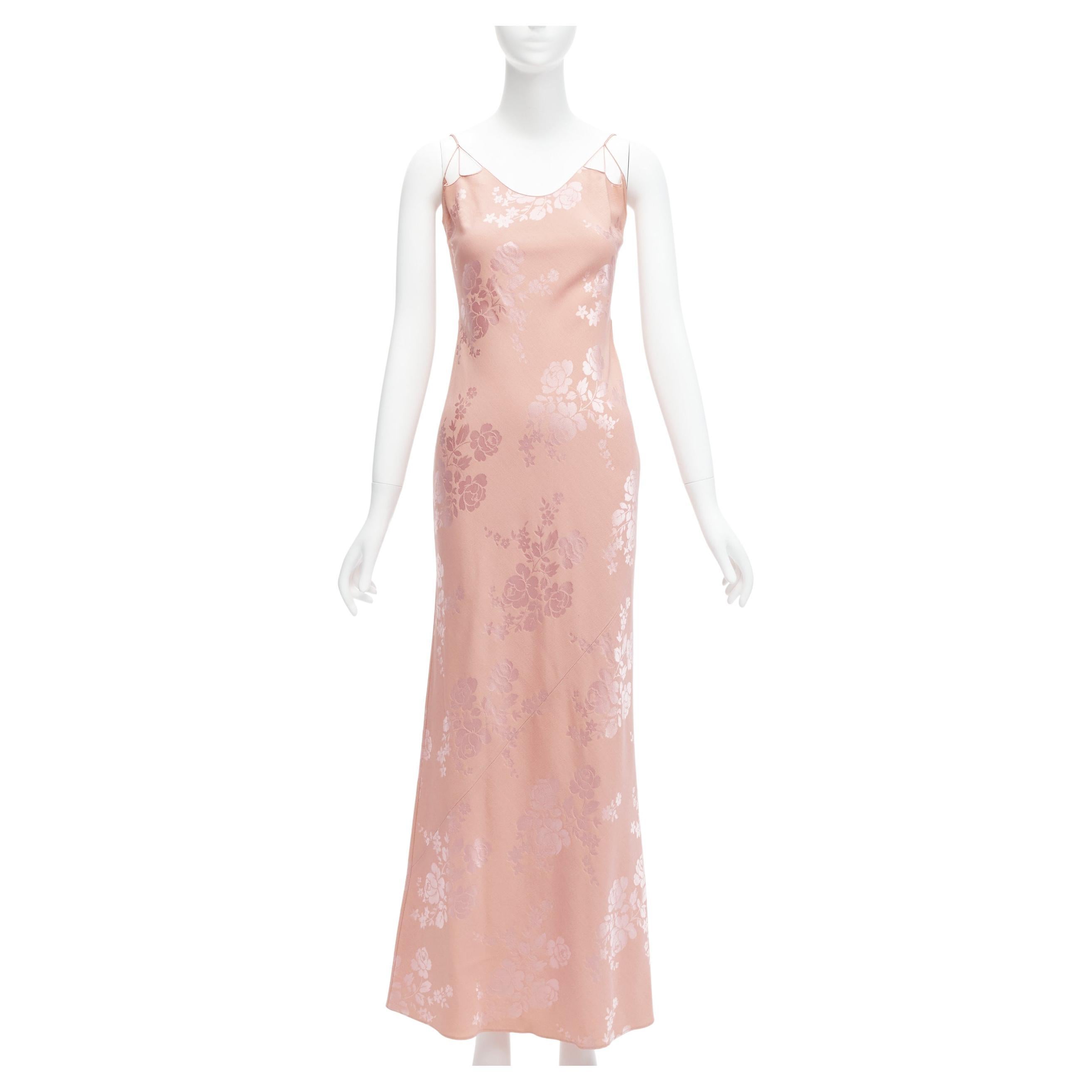 CHRISTIAN DIOR Galliano Vintage 2009 floral jacquard evening dress FR36 S For Sale