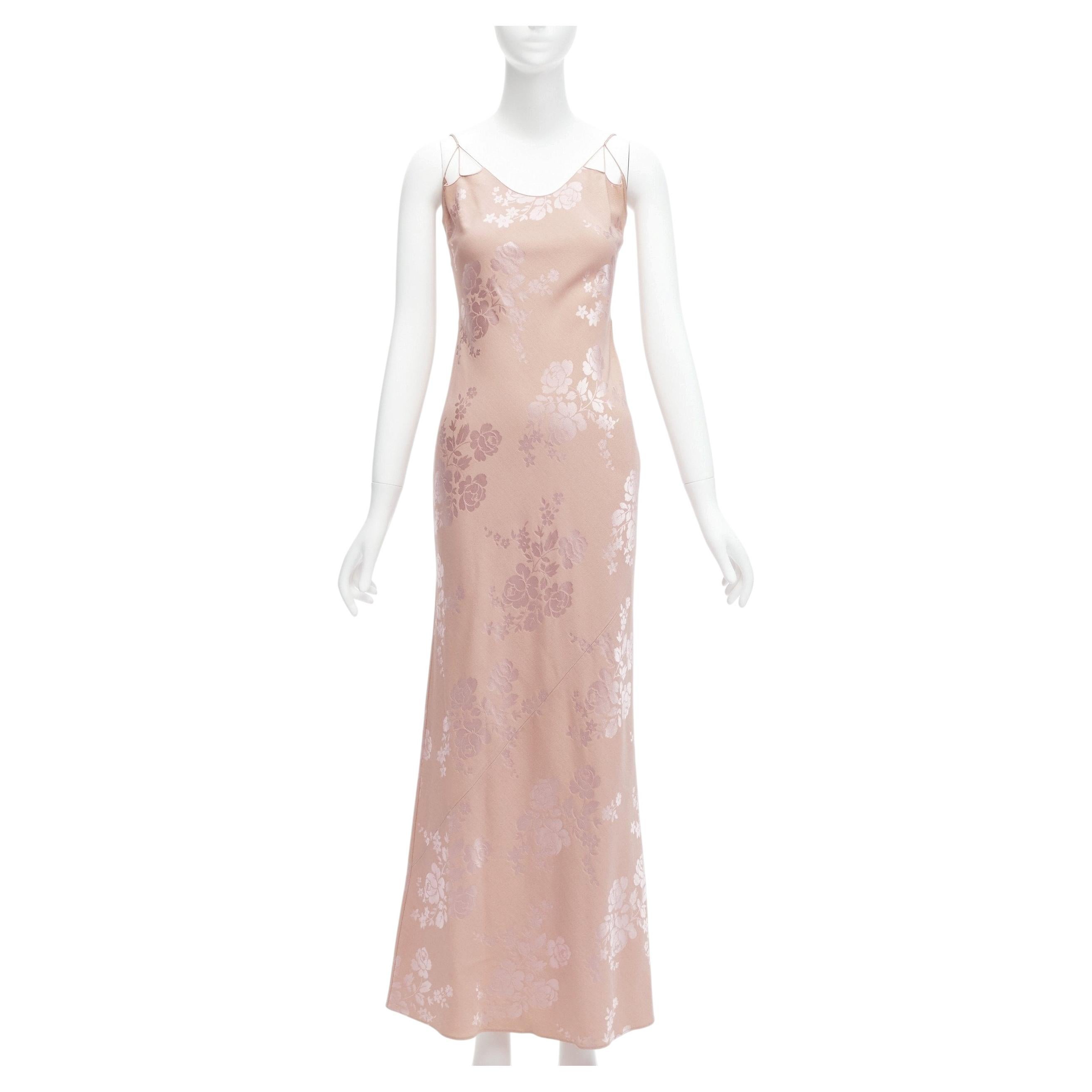 CHRISTIAN DIOR Galliano Vintage 2009 rosa orientalisches florales Jacquardkleid mit Blumenmuster FR36 S
