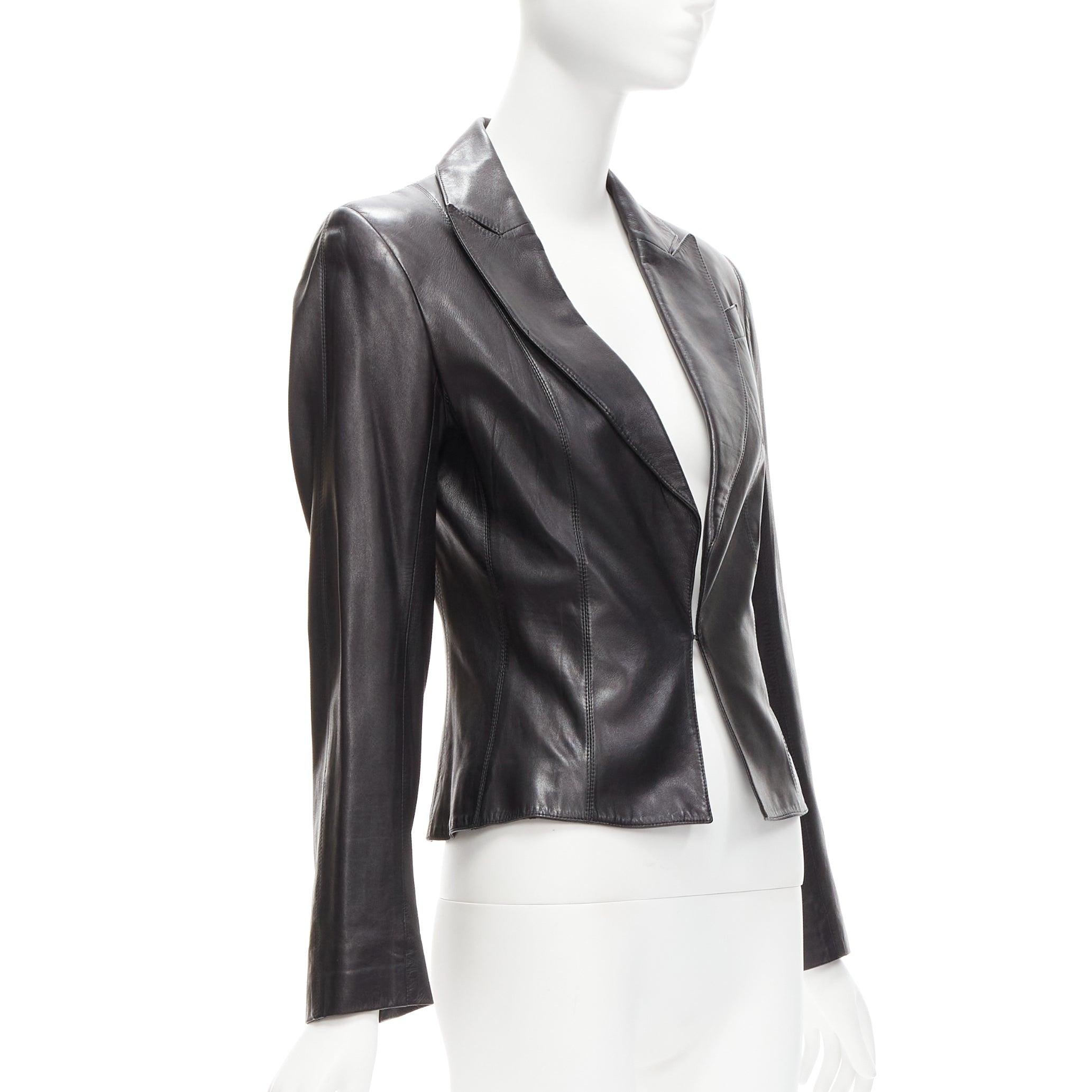 CHRISTIAN DIOR Galliano Vintage black lambskin leather blazer jacket FR40 L In Good Condition In Hong Kong, NT