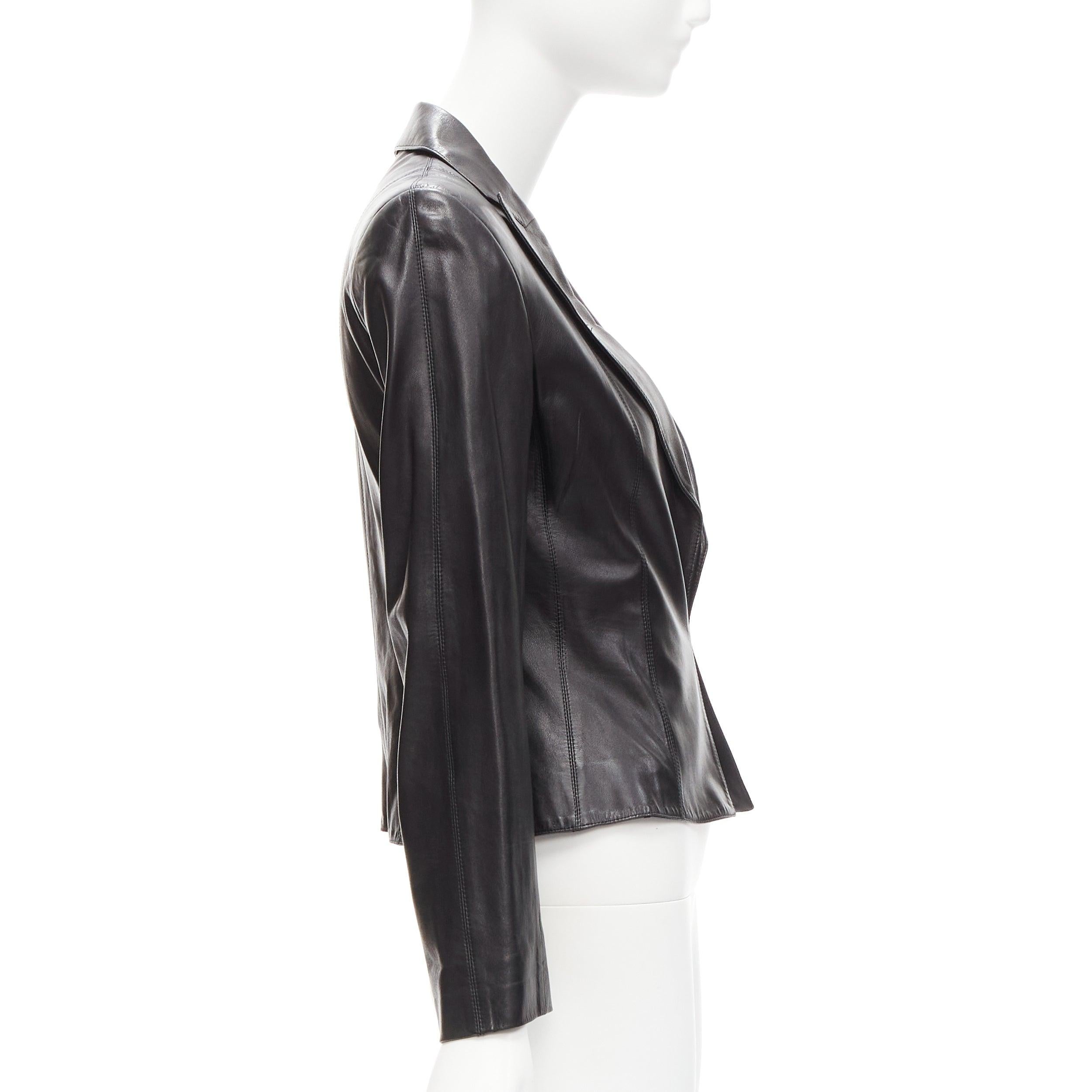 Women's CHRISTIAN DIOR Galliano Vintage black lambskin leather blazer jacket FR40 L