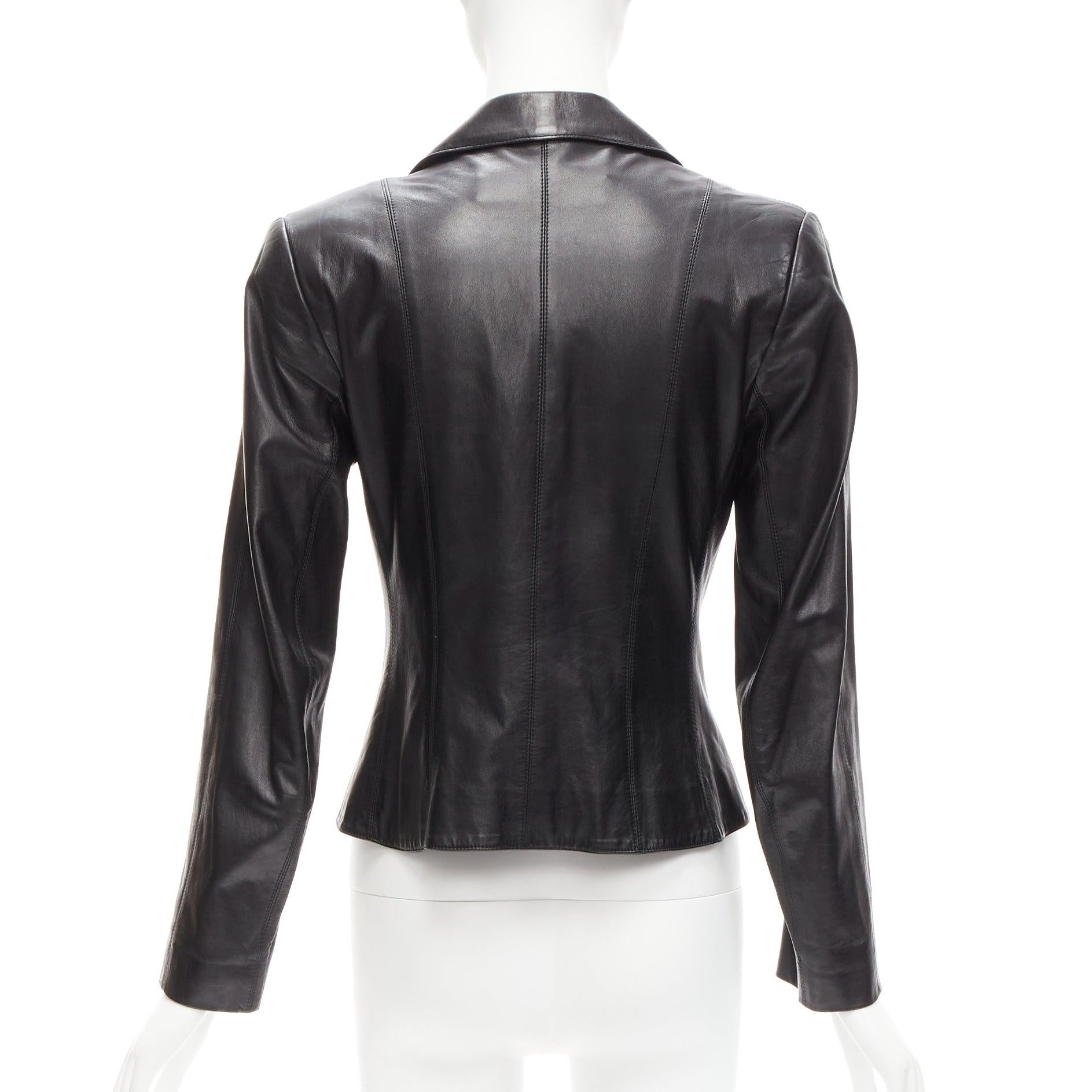 CHRISTIAN DIOR Galliano Vintage black lambskin leather blazer jacket FR40 L 1