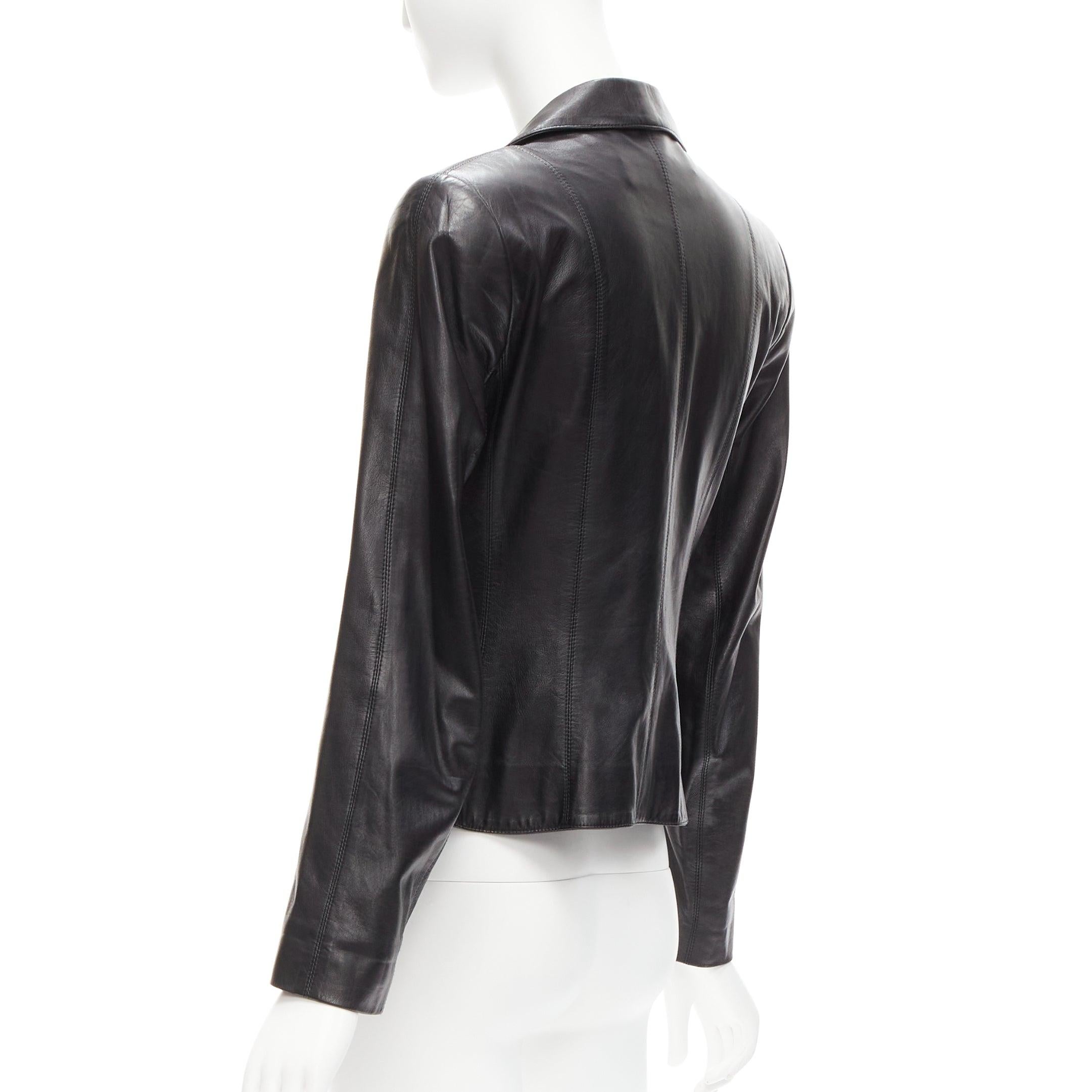 CHRISTIAN DIOR Galliano Vintage black lambskin leather blazer jacket FR40 L 2